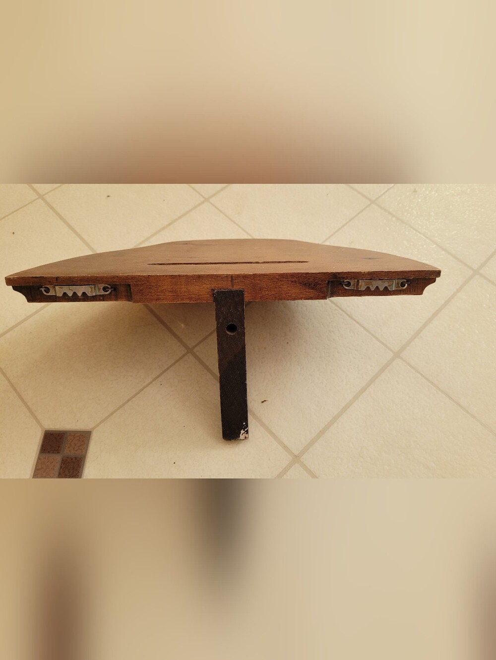 Whimsical Vintage Wooden Half-Circle Wall Shelf Rustic Farmhouse Shabby Chic - Picture 9 of 9